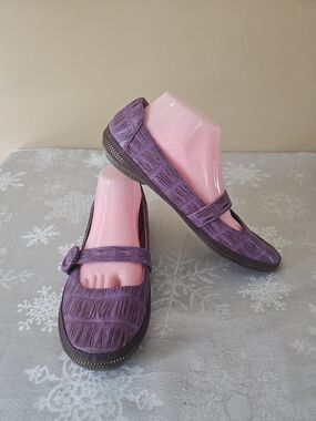 Purple Mary Jane Flats Nevada Zipper Detail Vegan Leather Sz 10M